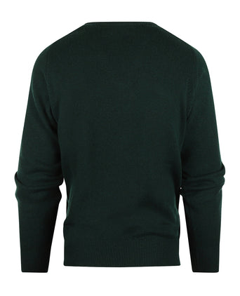 William Lockie V-hals Lamswol Pullover | Tartan Green
