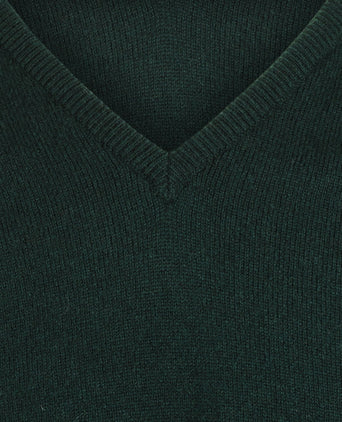 William Lockie V-neck Lambswool Pullover | Tartan Green