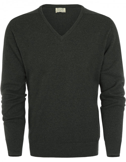 William Lockie V-neck Lambswool Pullover | Seaweed
