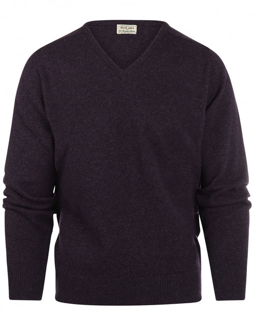 William Lockie V-neck Lambswool Pullover | Elderberry