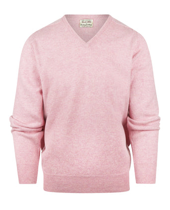 William Lockie V-hals Lamswol Pullover | Roze