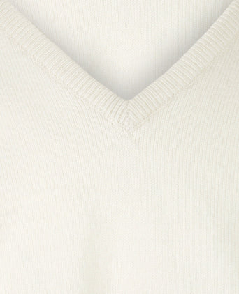 William Lockie V-hals Lamswol Pullover | Ecru