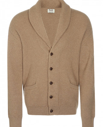 Button vest camel hair shawl collar | Natural