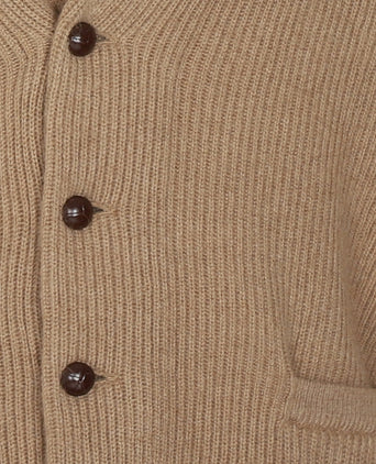 Button vest camel hair shawl collar | Natural