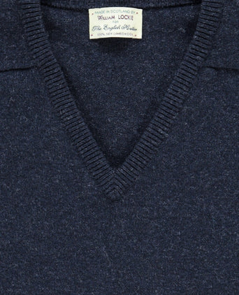 Pullover Lambswool dutch fit v-neck | Oxford Blue