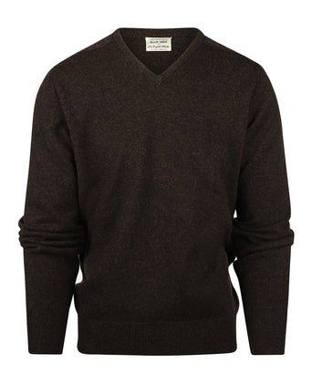 Pullover Lamswol dutch fit v-hals | Cocoa