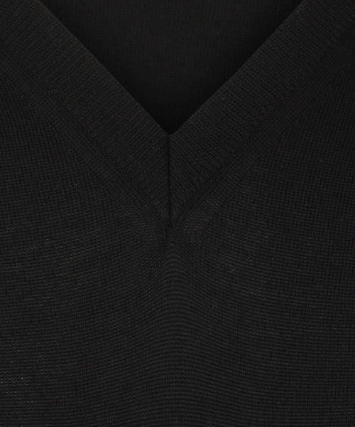 Pullover merino wol v-hals | Zwart