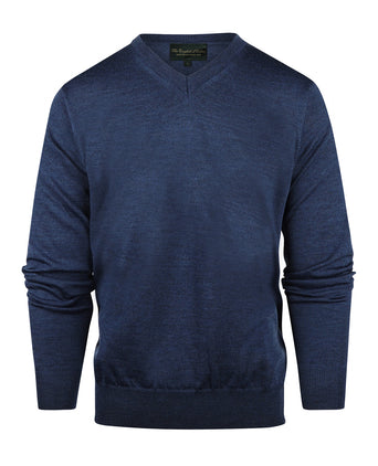 Merino wool v-neck sweater | Blue