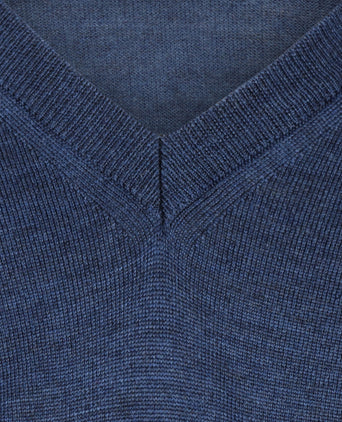 Merino wool v-neck sweater | Blue