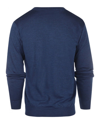 Pullover merino wol v-hals | Blauw