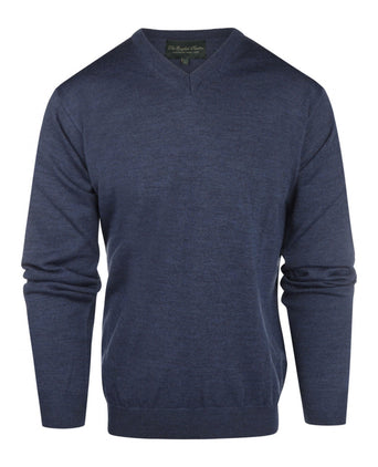 Pullover merino wool v-neck | Light Indigo