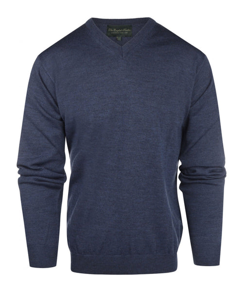 Pullover merino wool v-neck | Light Indigo