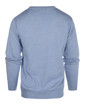 Pullover merino wol v-hals | Licht Blauw