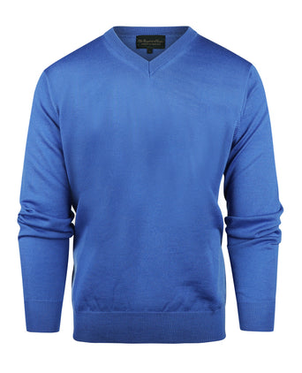 Merino wool v-neck sweater | Blue