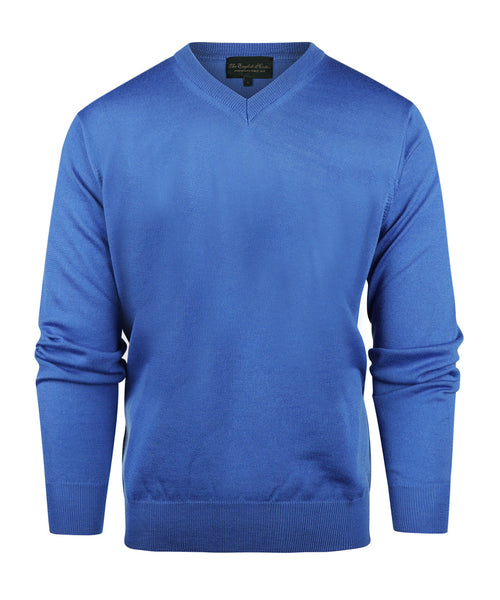 Merino wool v-neck sweater | Blue