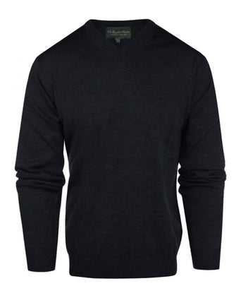 Merino wool v-neck sweater | Blue-grey