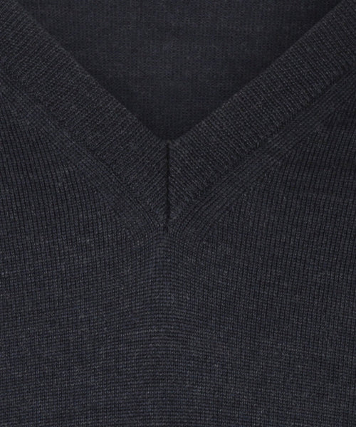 Pullover merino wol v-hals | Blauwgrijs