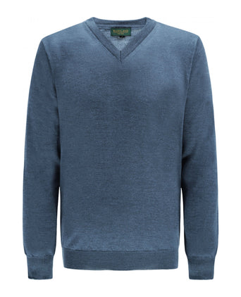 Pullover merino wool v-neck | Blue Mix