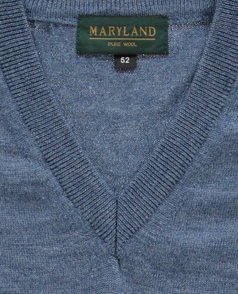 Pullover merino wool v-neck | Blue Mix