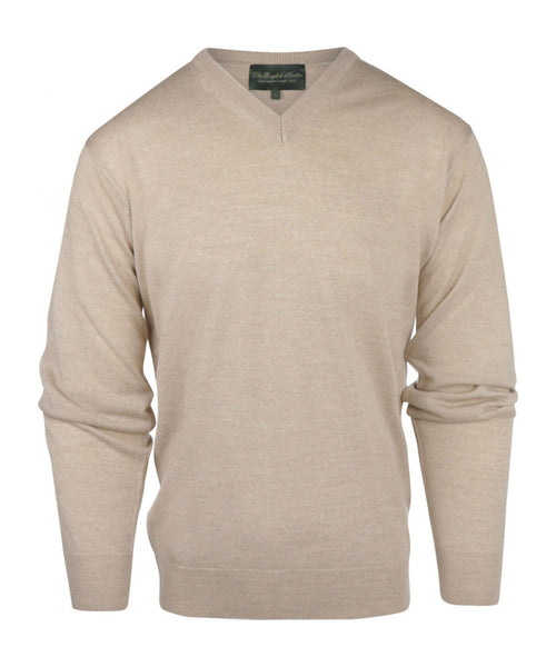 Pullover merino wool v-neck | Beige