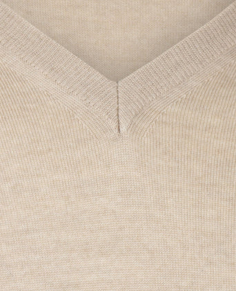 Pullover merino wol v-hals | Beige