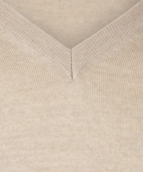 Pullover merino wool v-neck | Beige