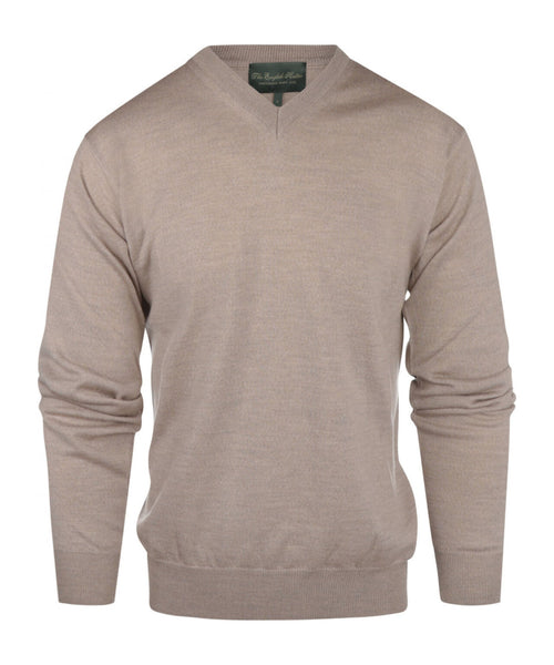Merino wool v-neck sweater | Dark Beige