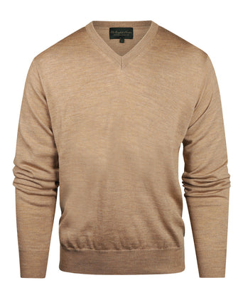 Pullover merino wol v-hals | Bruin