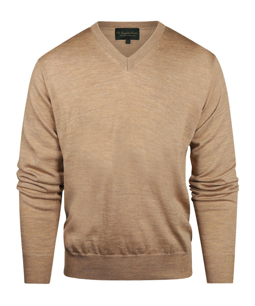 Pullover merino wol v-hals | Bruin