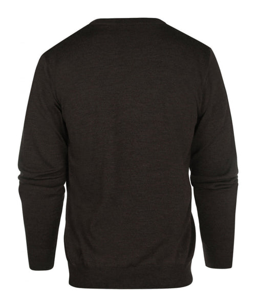 Pullover merino wol v-hals | Donker Bruin