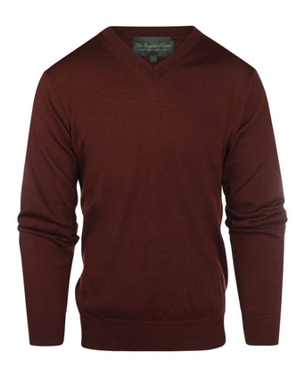 Pullover merino wool v-neck | Bordeaux