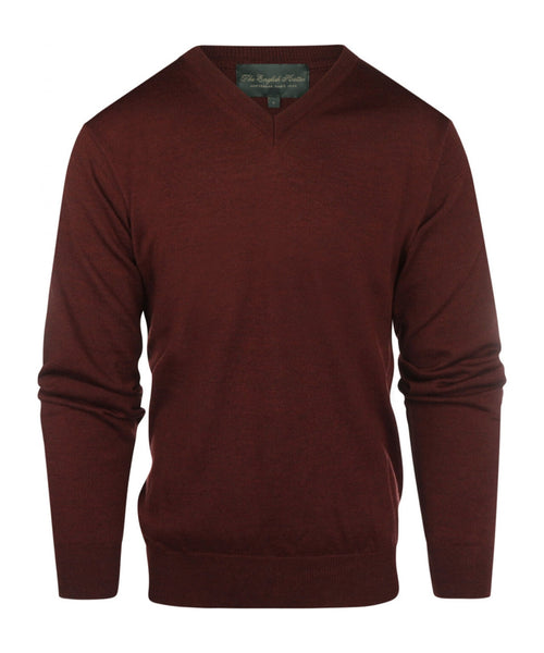 Pullover merino wool v-neck | Bordeaux