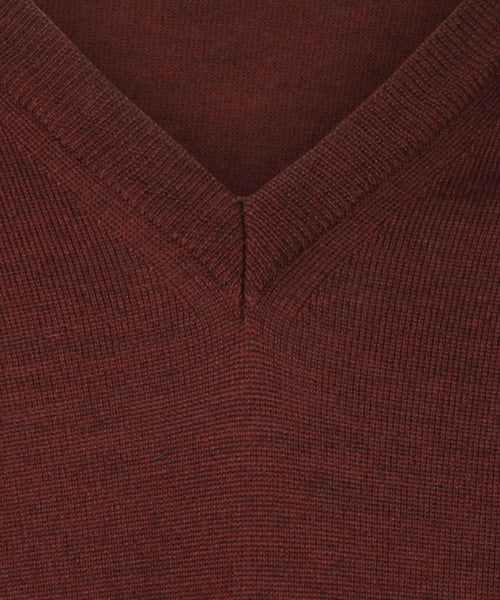 Pullover merino wool v-neck | Bordeaux