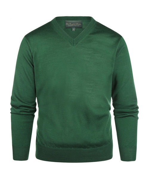 Merino wool v-neck sweater | Green