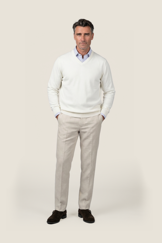 Pullover merino wool v-neck | Wool White