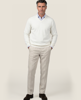 Pullover merino wool v-neck | Wool White