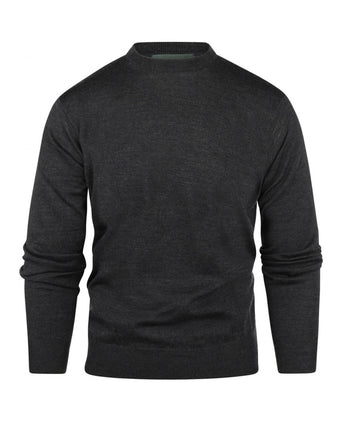 Merino wool round neck sweater | Charcoal