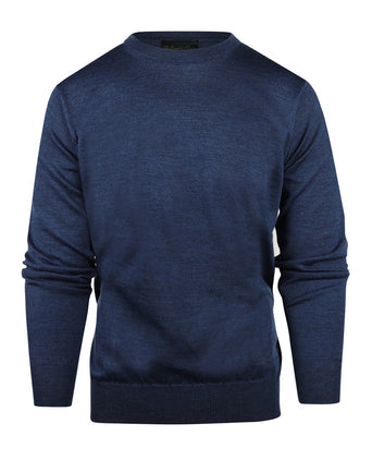 Merino wool round neck sweater | Blue