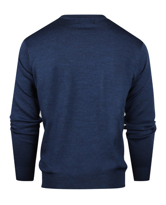 Merino wool round neck sweater | Blue