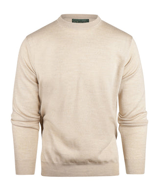 Merino wool round neck sweater | Beige Merino wool round neck sweater | Beige