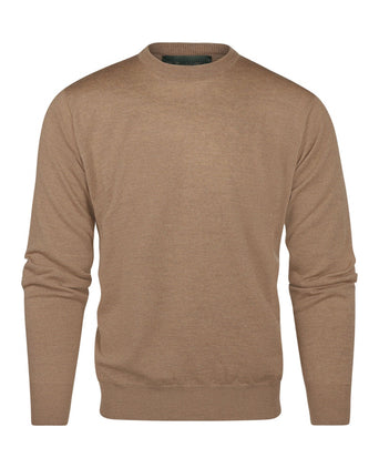 Merino wool round neck sweater | Camel