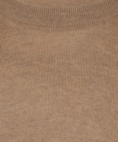Merino wool round neck sweater | Camel