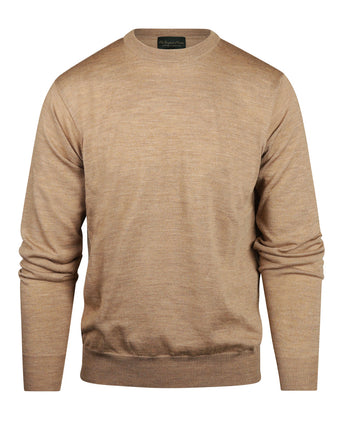 Merino wool round neck sweater | Brown
