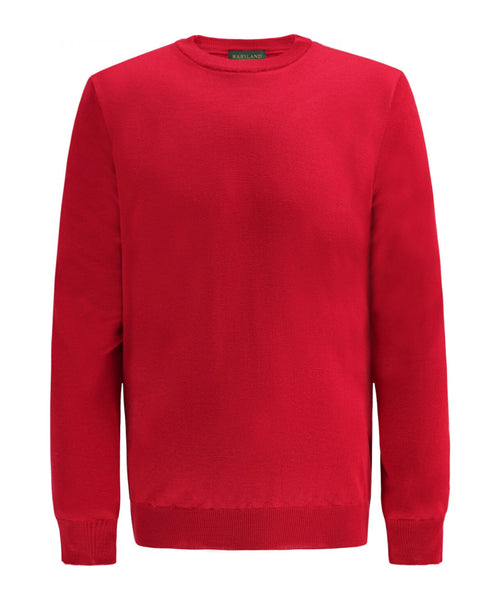Merino wool round neck sweater | Red