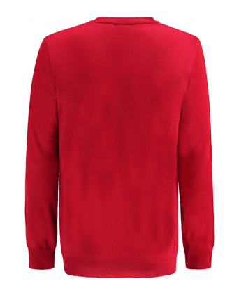 Merino wool round neck sweater | Red