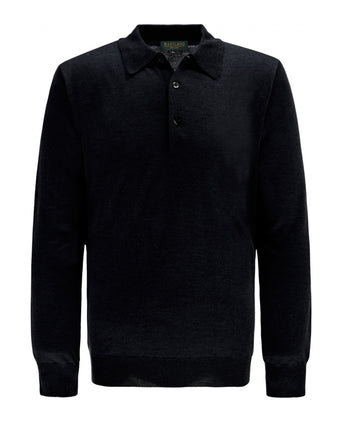 Pullover polo merino wool | Black