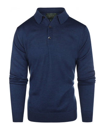 Pullover polo merino wool | Blue