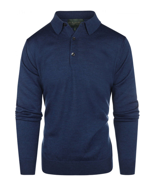 Pullover polo merino wool | Blue