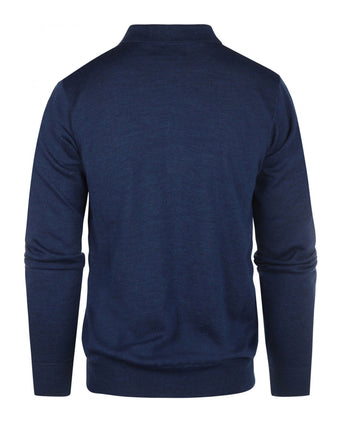 Pullover polo merino wol | Blauw