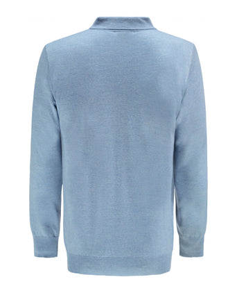 Pullover polo merino wol | Licht Blauw